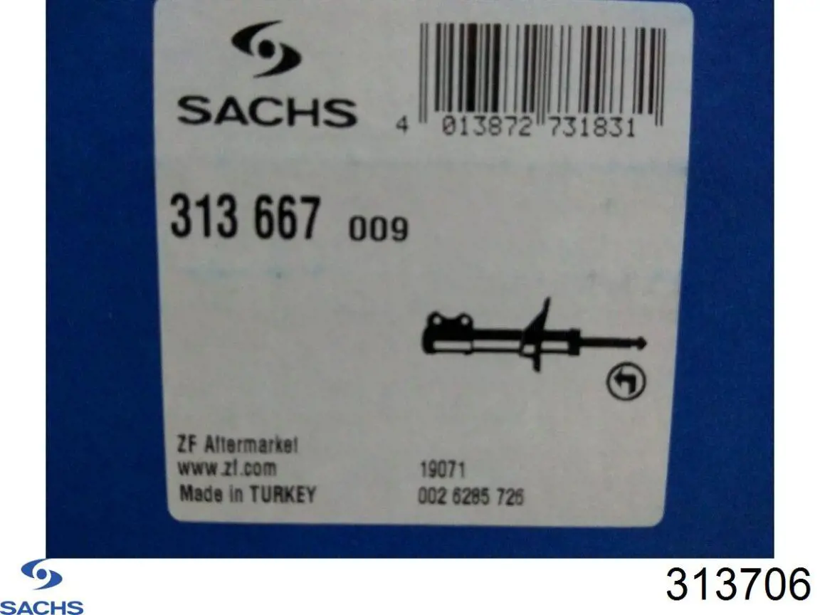Задний правый амортизатор Sachs 313706