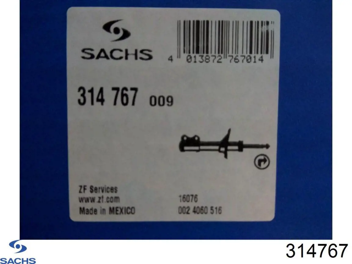 Амортизатор передній, правий 314767 Sachs