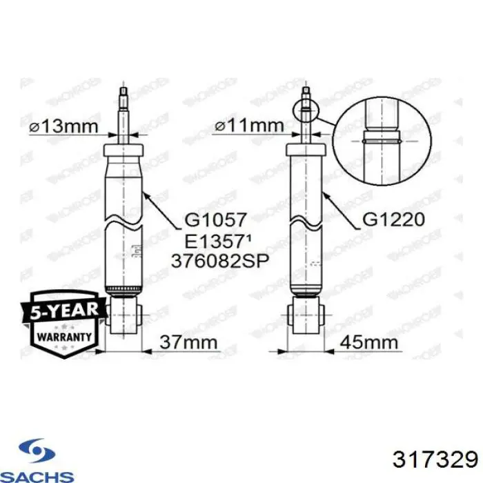 Амортизатор задний 317329 Sachs