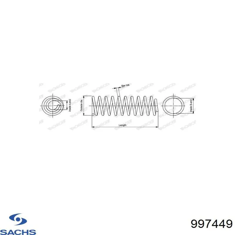 Купить 997449 Sachs Винтовая пружина подвеска