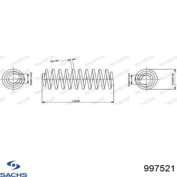 Купить 997521 Sachs Винтовая пружина подвеска
