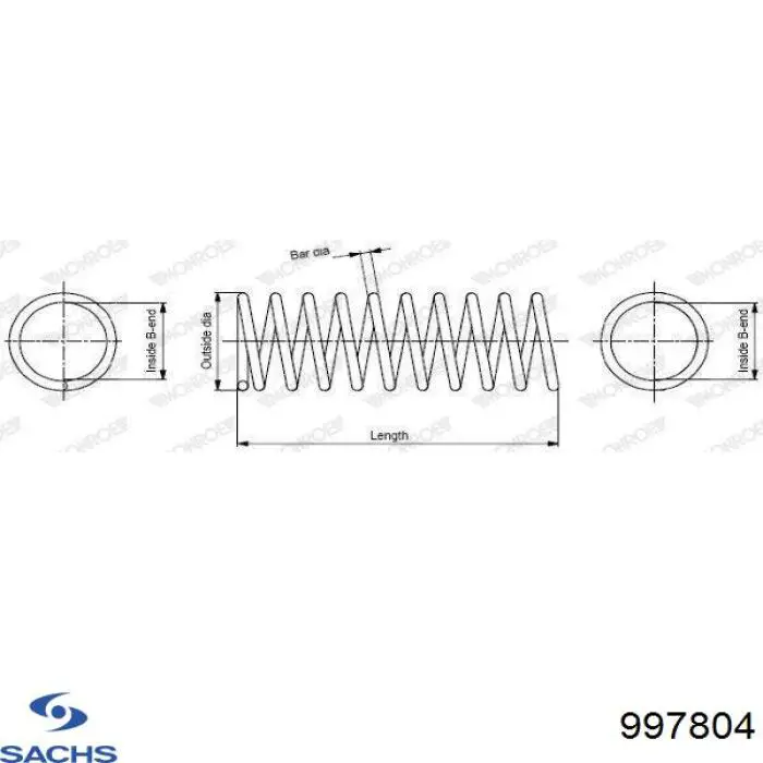 Пружина амортизатора передняя Sachs 997804 цена, от 40.05 USD