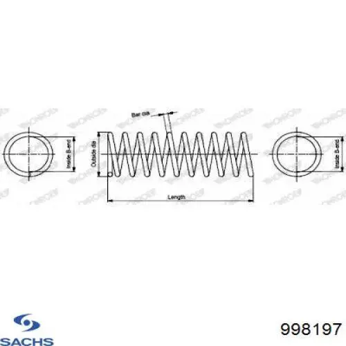 Пружина амортизатора передняя Sachs 998197 цена, от 43.88 USD