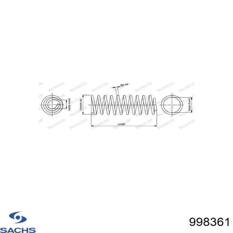 Пружина амортизатора передняя Sachs 998361 цена, от 39.40 USD