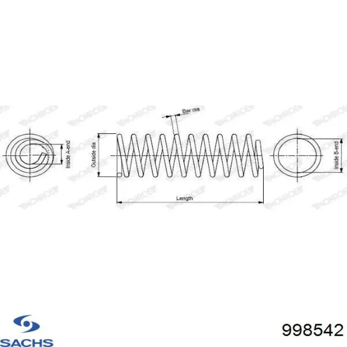 Muelle de suspensión eje delantero 998542 Sachs