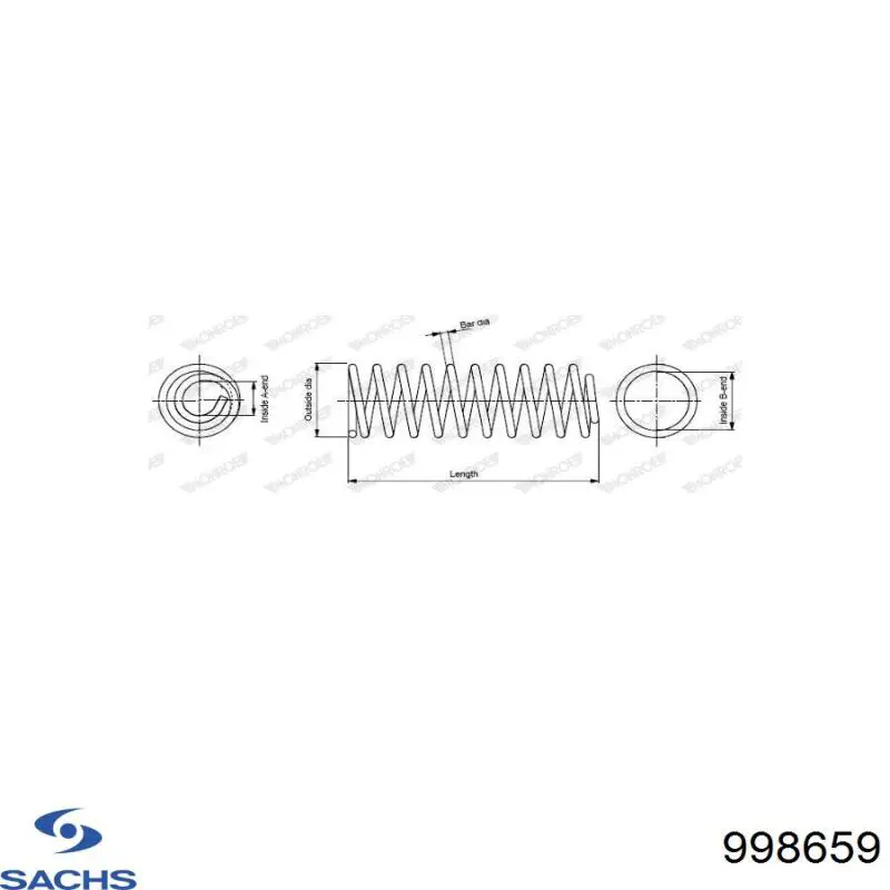 Пружина амортизатора передняя Sachs 998659 цена, от 32.26 USD
