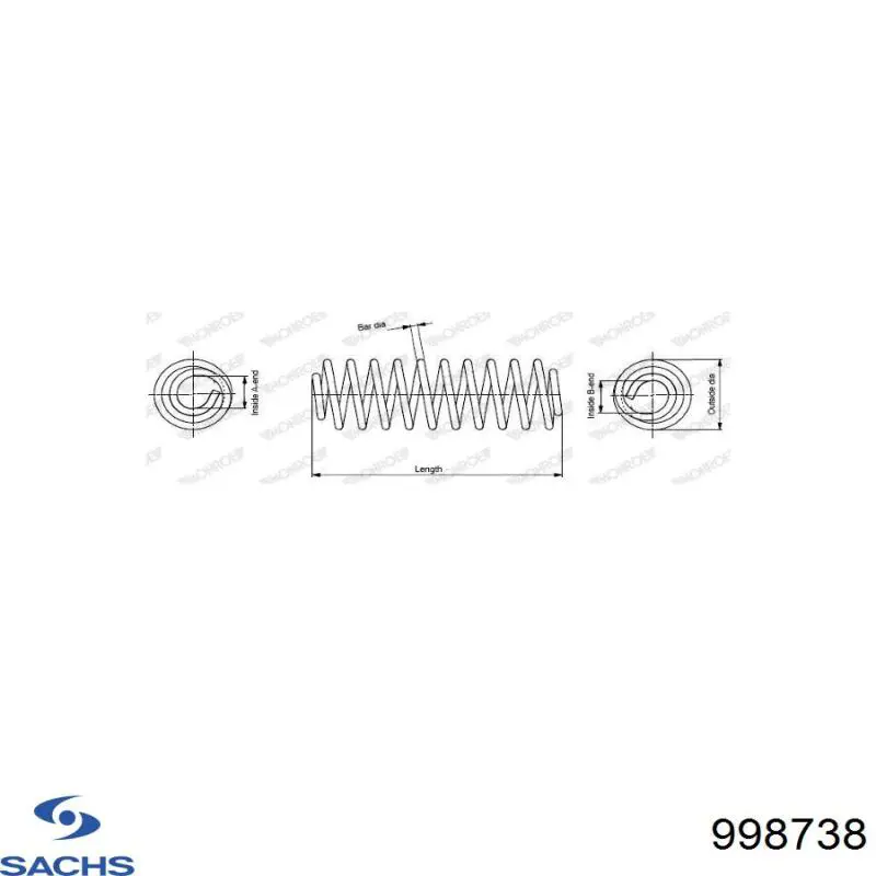 Muelle de suspensión eje delantero 998738 Sachs