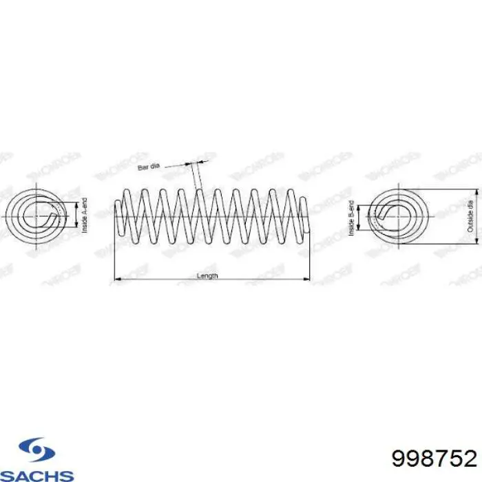 998752 Sachs Пружина передней подвески