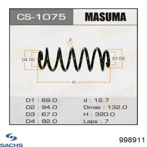 Передняя пружина 998911 Sachs