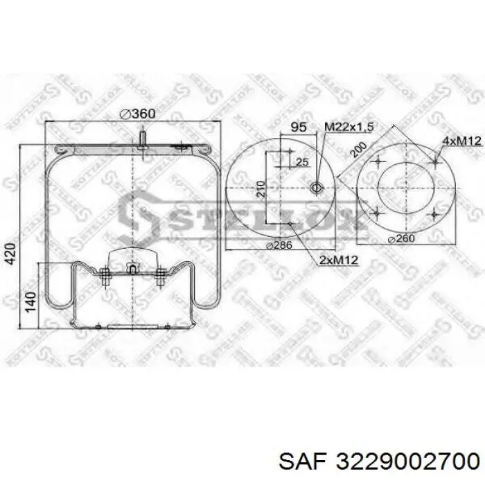 Рессора пневматической подвески SAF 3229002700 цена, от 51.46 USD