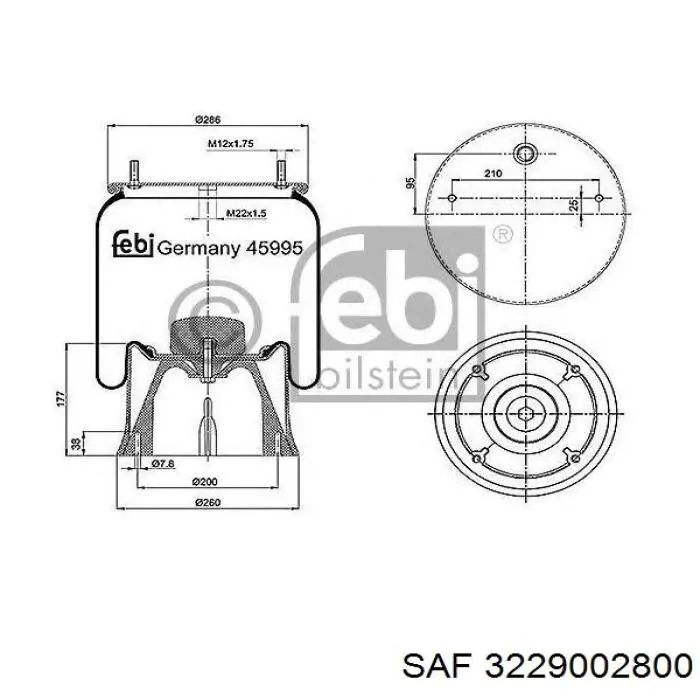 Рессора пневматической подвески SAF 3229002800 цена, от 98.74 USD