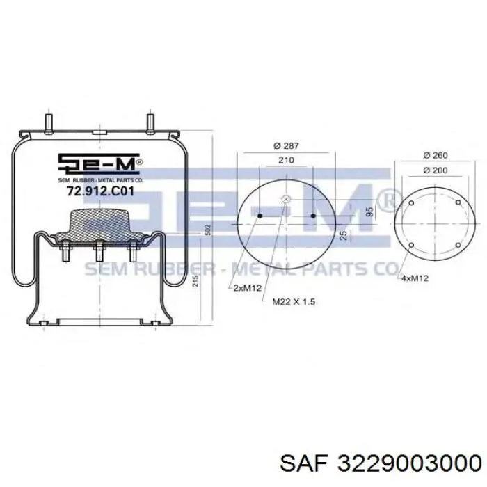 Пневморессора моста SAF 2926V