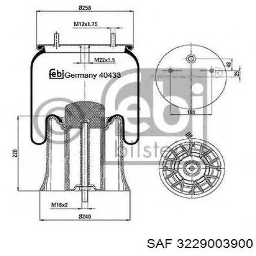 Рессора пневматической подвески SAF 3229003900 цена, от 59.03 USD