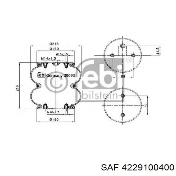 Рессора пневматической подвески SAF 4229100400 цена, от 33.43 USD