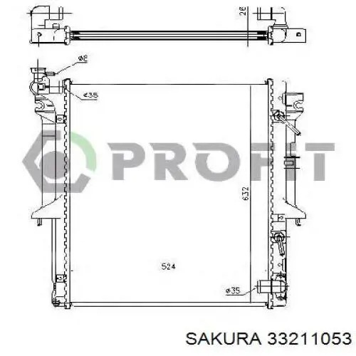 Радиатор охлаждения двигателя SAKURA 33211053