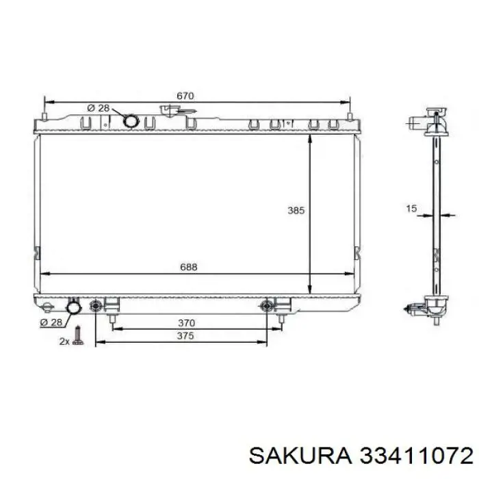 Радиатор охлаждения двигателя Sakura 33411072 цена, от 94.58 USD