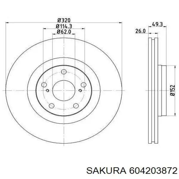 Тормоз дисковый передний Sakura 604203872 цена, от 24.60 USD