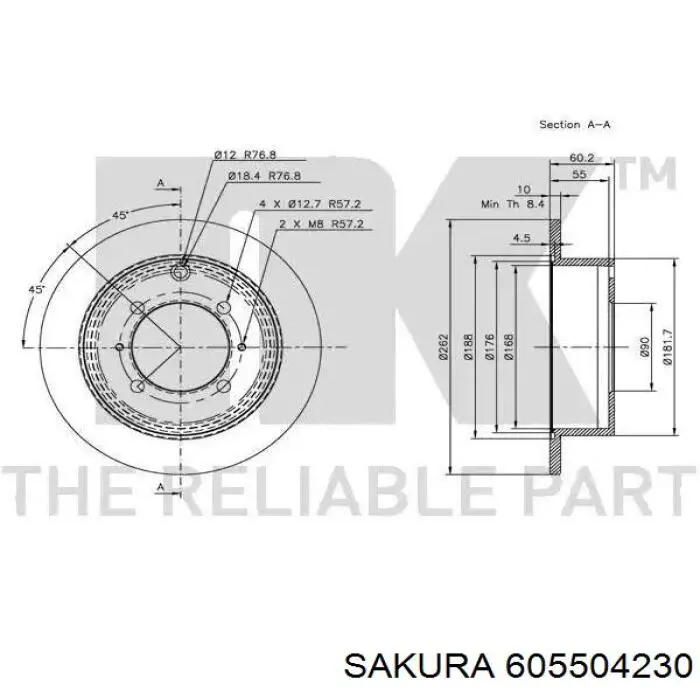 Задний тормозной диск Sakura 605504230 цена, от 25.72 USD