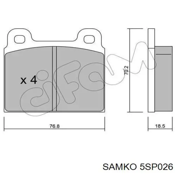 5SP026 Samko колодки тормозные передние дисковые