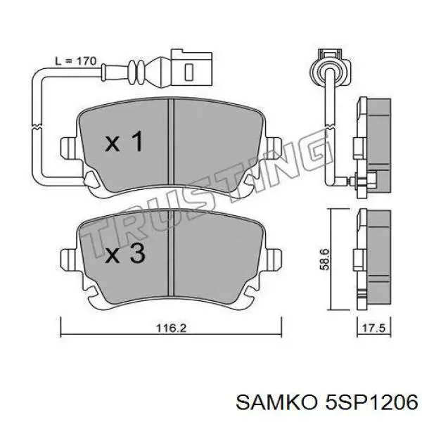 Купить 5SP1206 Samko Колодки тормозные задние, дисковые