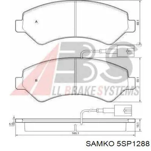 5SP1288 Samko колодки тормозные передние дисковые