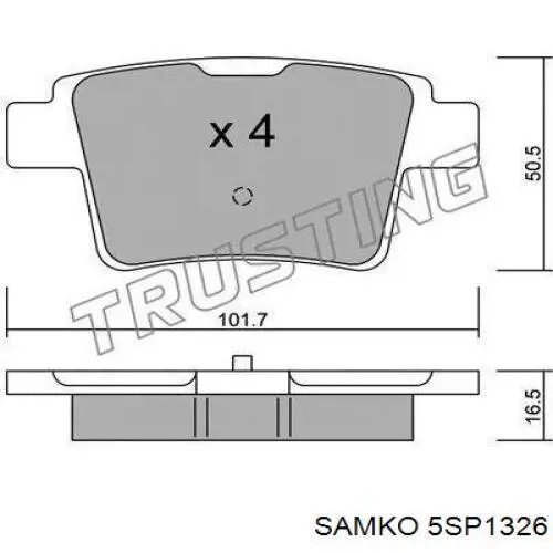 Колодки гальмівні задні, дискові 5SP1326 Samko