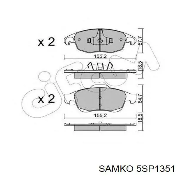 Колодки Samko 5SP1351 цена, от 24.15 USD