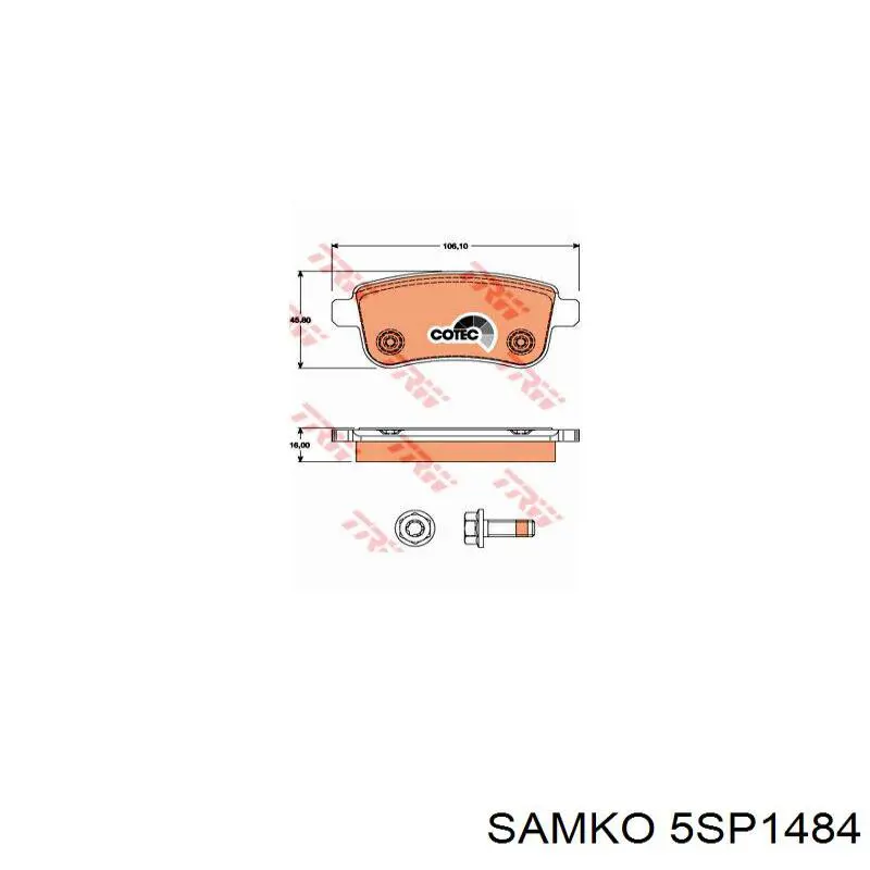 Колодки дисковые  Samko 5SP1484 цена, от 16.90 USD