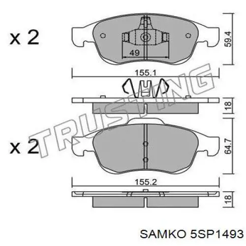 Купить 5SP1493 Samko Колодки тормозные