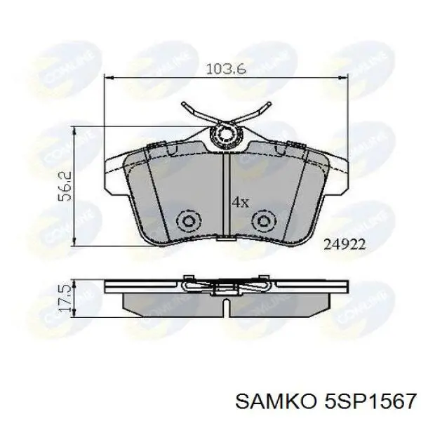 Задние тормозные колодки 5SP1567 Samko