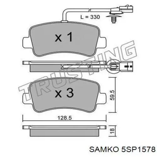 Задние тормозные колодки 5SP1578 Samko