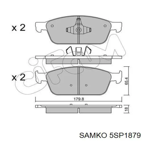 Передние тормозные колодки 5SP1879 Samko