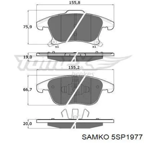 Колодки Samko 5SP1977 цена, от 51.30 USD