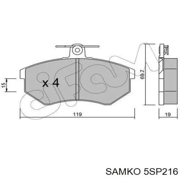 Колодки Samko 5SP216 цена, от 15.33 USD