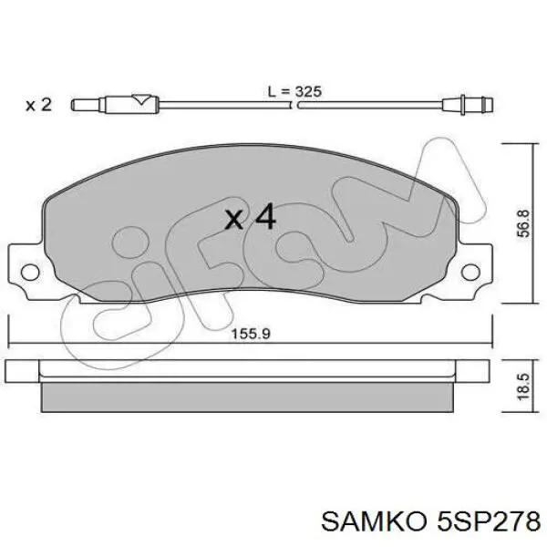 Колодки Samko 5SP278 цена, от 21.76 USD