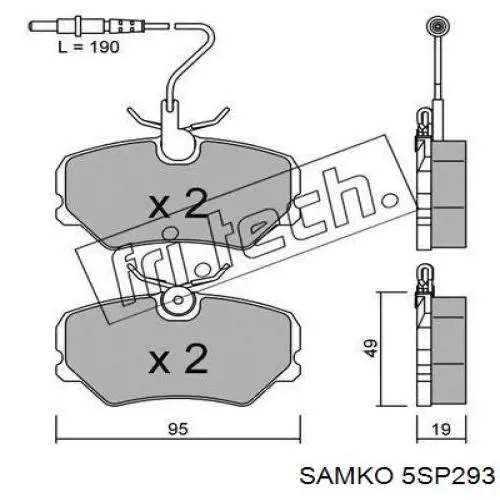 Колодки Samko 5SP293 цена, от 11.60 USD