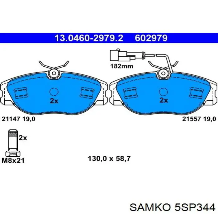 Передние тормозные колодки 5SP344 Samko