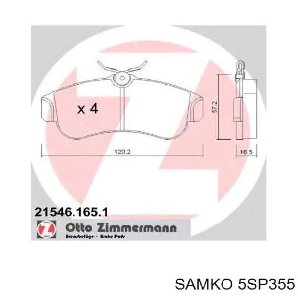 Передние тормозные колодки 5SP355 Samko