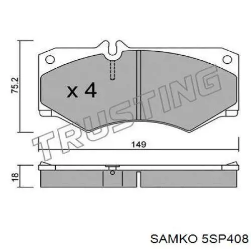 Передние тормозные колодки 5SP408 Samko