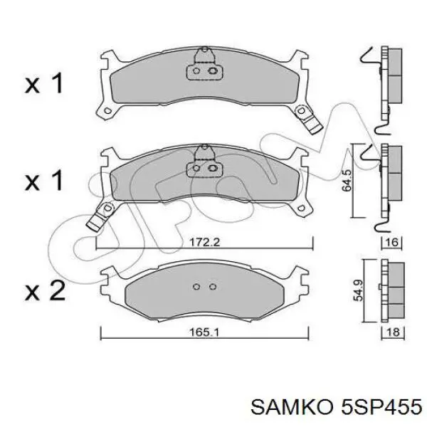 Передние тормозные колодки 5SP455 Samko