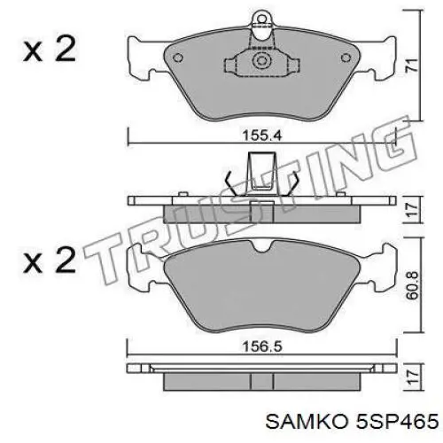 Передние тормозные колодки 5SP465 Samko