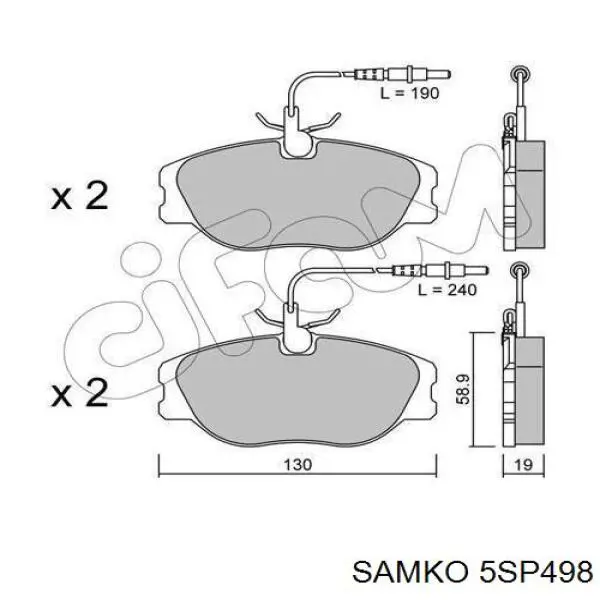 Колодки Samko 5SP498 цена, от 19.66 USD