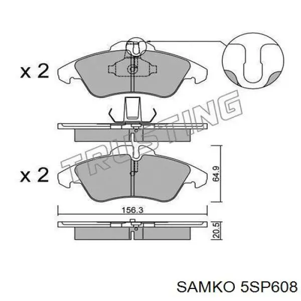 Купить 5SP608 Samko Колодки тормозные