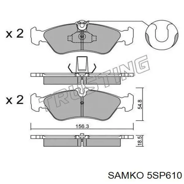 Колодки дисковые  Samko 5SP610 цена, от 16.21 USD