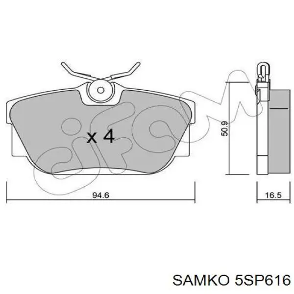 Колодки дисковые  Samko 5SP616 цена, от 15.46 USD