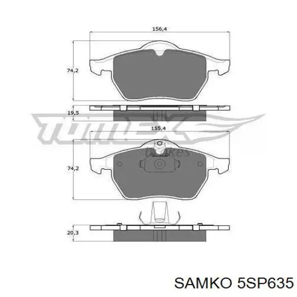 Колодки Samko 5SP635 цена, от 22.55 USD