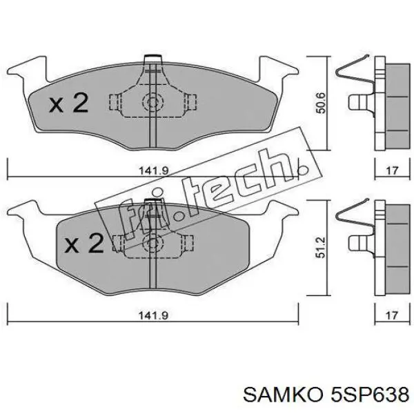 Колодки Samko 5SP638 цена, от 12.53 USD