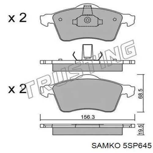 Колодки Samko 5SP645 цена, от 25.45 USD