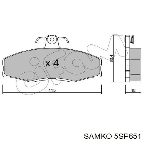 Колодки Samko 5SP651 цена, от 15.58 USD