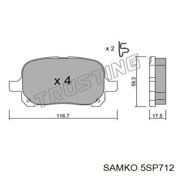 Передние тормозные колодки 5SP712 Samko